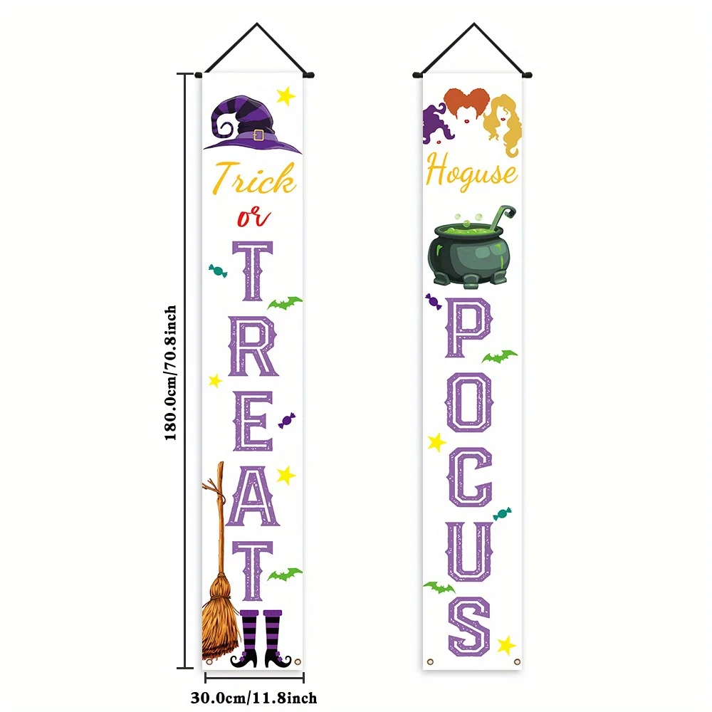 Holiday Halloween Door Banner: Trick or Treat and Hogwarts Focus - Polyester, No Electricity Required