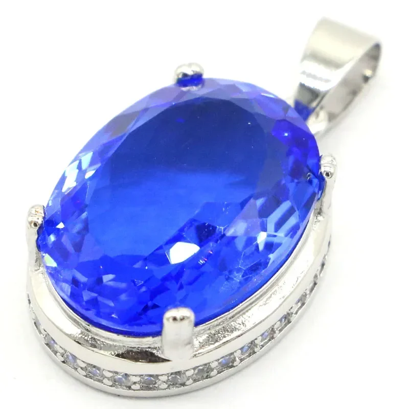 

7g Real Customized 925 SOLID STERLING SILVER PENDANT London Blue Emerald Red Ruby Violet Tanzanite Aquamarine