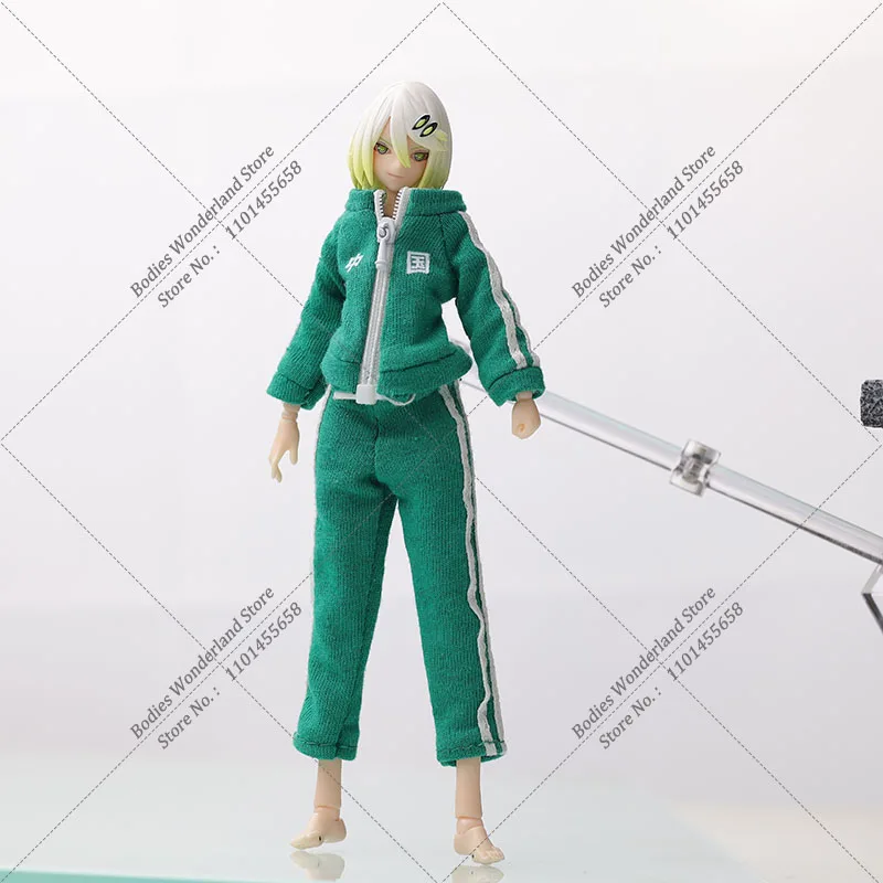 C-001 1/12 escala anime móvel terno menina traje casual versátil impresso chinês casaco calça conjunto caber 6in figura de ação