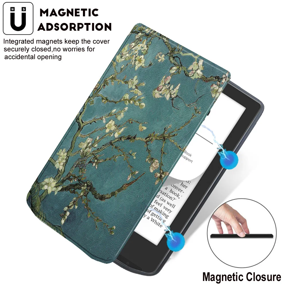 For 6" Vivlio Light/Vivlio Light HD e-Book Protective Sleeve, Flip Folio Slim Durable Portable Leather Case with Soft TPU Shell