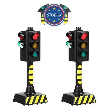 2 stks Mini Verkeerslicht Licht Onderwijs Speelgoed Model Simulatie Verkeersbord Scène LED Kid Verkeer Veilig Leren Speelgoed Auto Accessoires