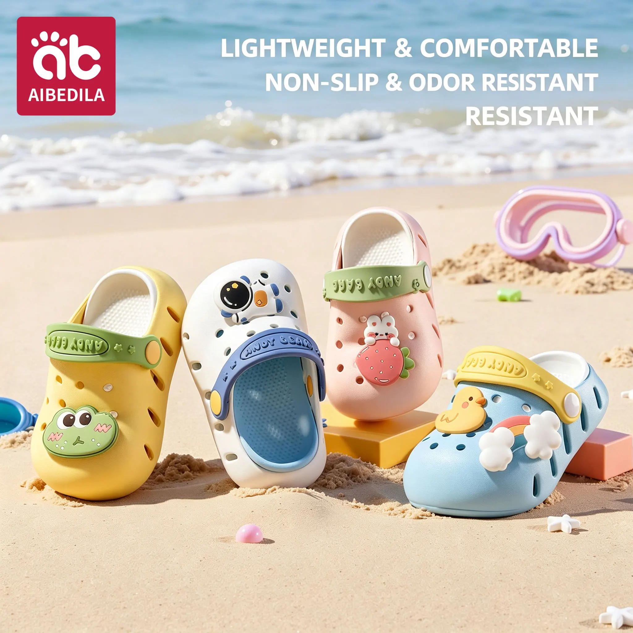 AIBEDILA Kids Non Slip Clogs Summer EVA Slippers Boys Girls Comfort Shower Outdoor Children Walking Sandals