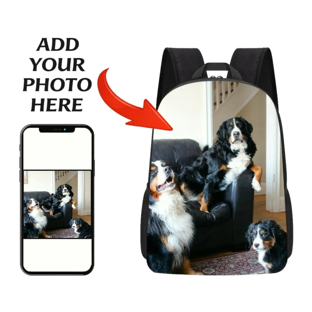 1pc Custom Photo & Laptop Backpack with Your Photo - Adjustable Shoulder Straps, Zipper Closure Suitable for, Travel, Commuting