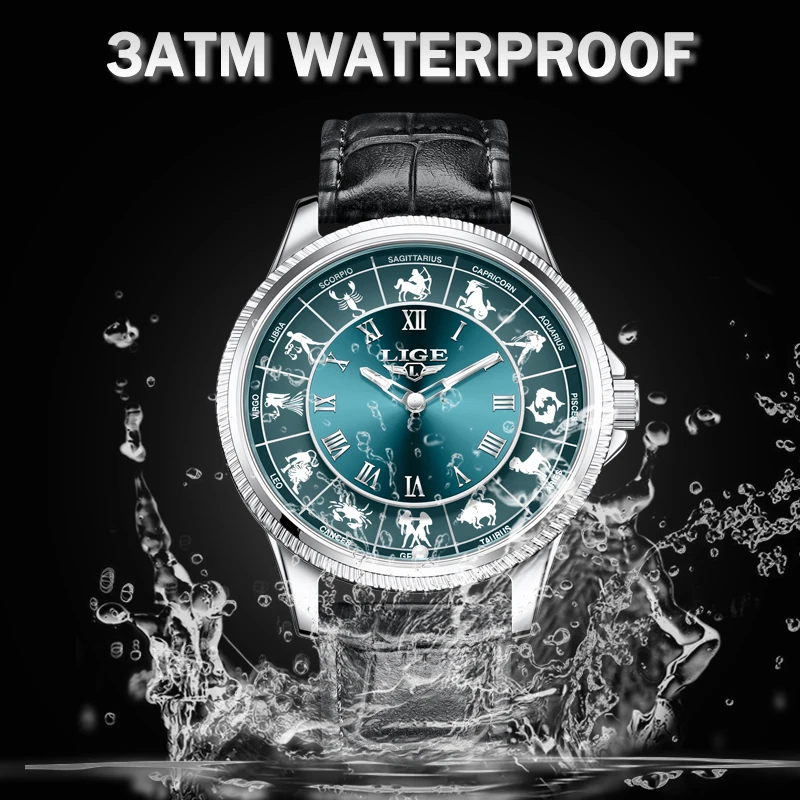 LIGE 2026 موضة ساعات رجالية إبداعية فاخرة ساعة رجالي 30 متر مقاوم للماء كوكبة مضيئة كوارتز ساعات المعصم Reloj Hombre #1