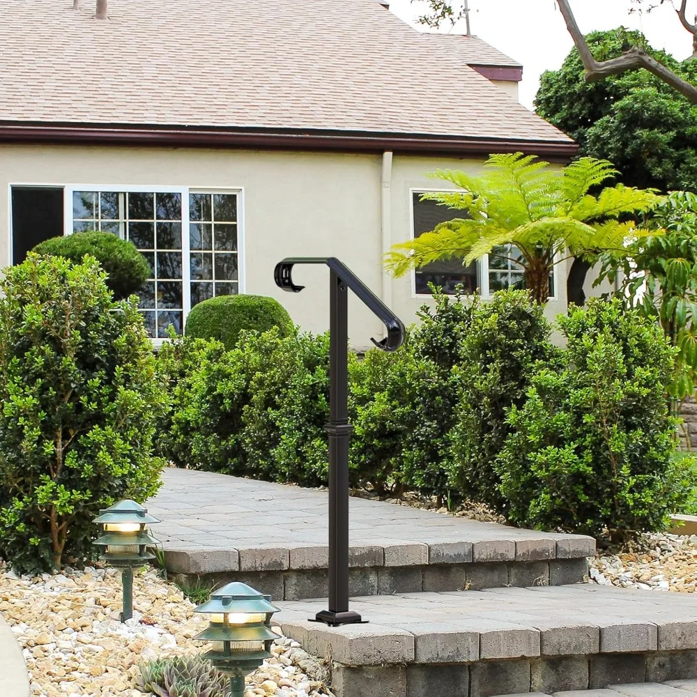 درابزين سلالم من الحديد المطاوع في الهواء الطلق للشرفة، يناسب خطوة 1-2، نمط انتقالي، مناسب لخطوات الخرسانة أو الخشبية #6