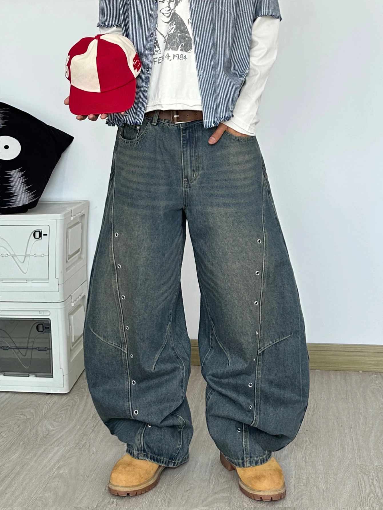 Men'S Fashion With Baggy Jeans - Erkek Çok Yönlü Kot Pantolonları, Bol