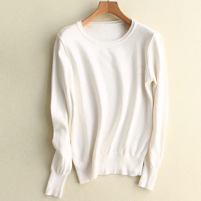 البلوزات موضة أبيض أسود س الرقبة محبوك سترة المرأة البلوفرات طويلة الأكمام متماسكة سترة البلوز المرأة بلايز تريكو Q996