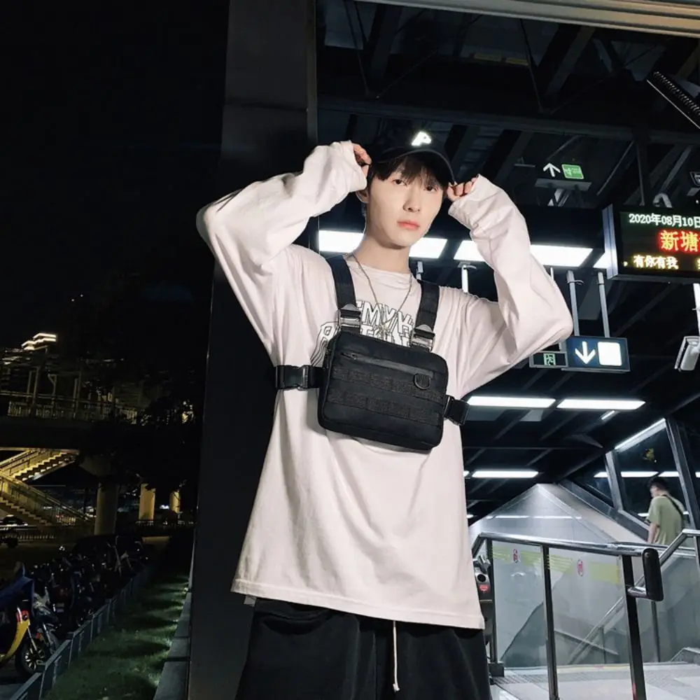 Chest Pocket Chest Front Pack Multi-functional Streetwear Sports Vest Bag Reflective Lightweight Running Vest Bag Running