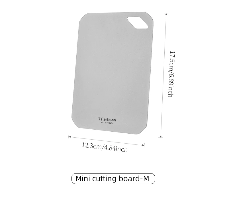 Tiartisan Reines Titan Mini-Schneidebrett für Outdoor-Camping, Tragbares Doppelseitiges Lebensmittelechtes Obst- und Fleisch-Schneidebrett – Detail 10