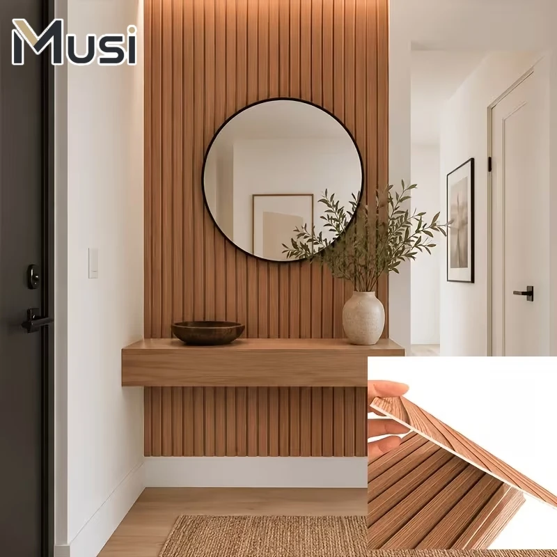 Imitation Wood Grain Grille Self-Adhesive Wallpapers Home Decor Peel and Stick Wall Stickers Tiles for BathRoom Wall Renovation