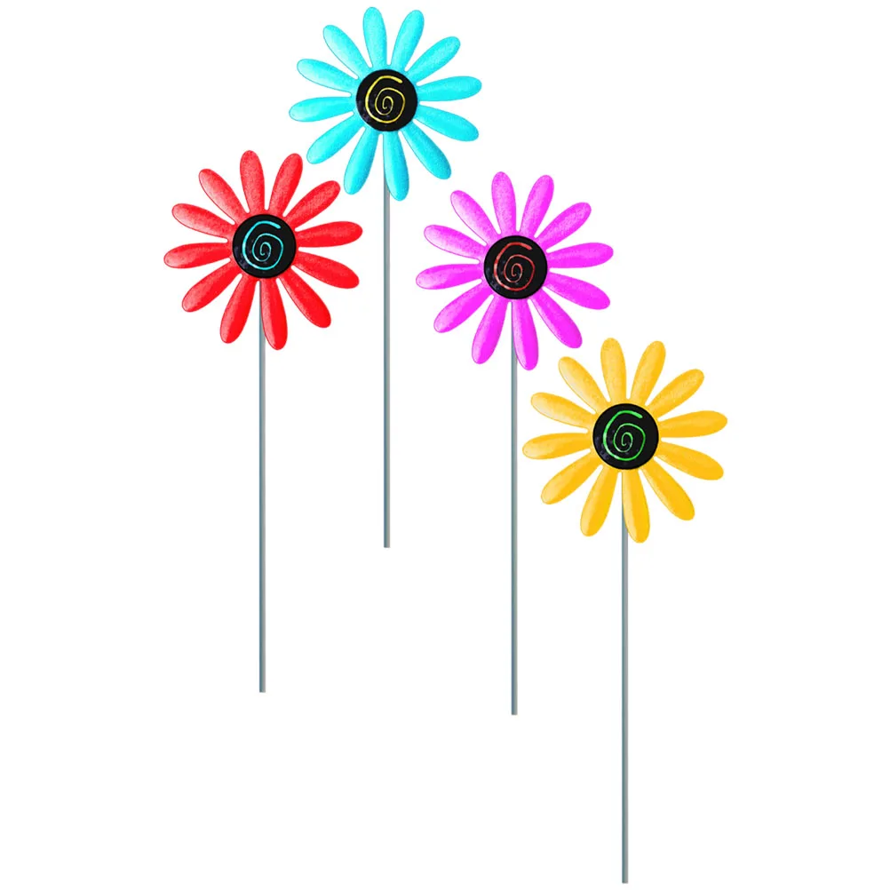 Piquets de fleurs en fer de qualité supérieure, 4 pièces, décoration de jardin, Pot de jardinière d'extérieur, insertion de fleurs réaliste, ornement de paysage en métal