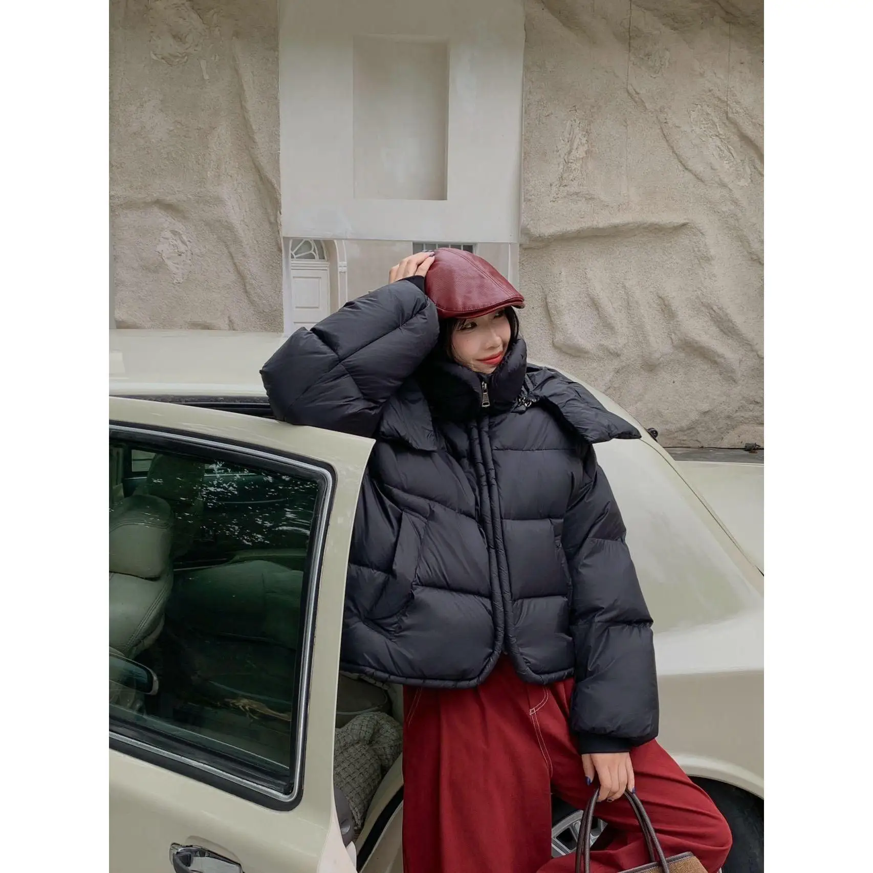 

FRAYA LAB New Korean Version Loose Fit Lapel Hooded Women Winter Premium Thickened Warm Bread Jacket