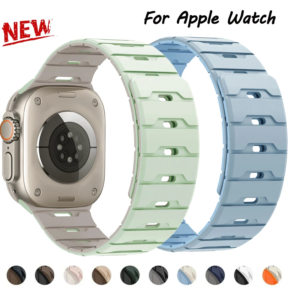 Apple Watch Ultra 3 2用マグネティックストラップ バンド 49mm 45mm 41mm 40mm 44mm シリコンバンド 38mm 42mm iWatch シリーズ11 10 9 8 SE 7 6 5対応