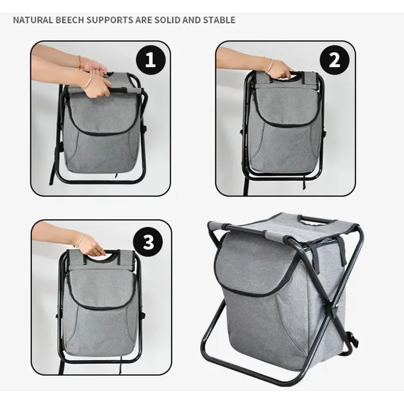 for Outdoor Foldable Eco-Friendly Durable Camping Fishing Stool with Insulated Quilted Design Portable Backpack-Style