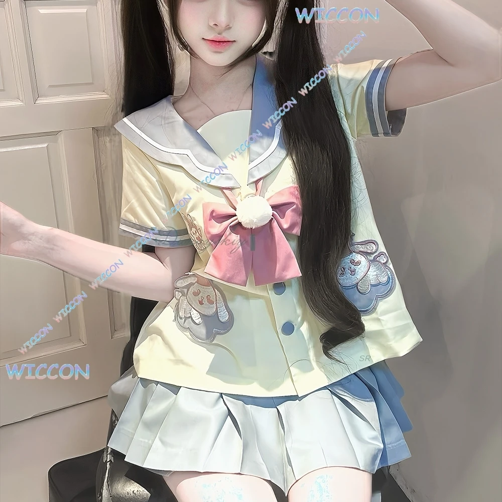 

Uniform/JK School Uniform Cute Rabbit Sailor Suit 2025 Bow Tie Top Pleated Skirt Cute Clothes Halloween Suit Girl Women Carnival