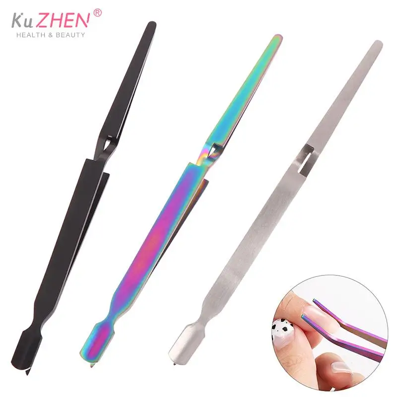 1PCS Stainless Steel  Nail Shaping Tweezers Rainbow For UV Gel Tips C Curve Pinchers Sculpture Clip 3 Colors Nail Art Tools