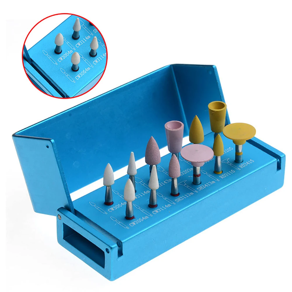 12 Pcs/Kit AZDENT Dental Diamond Ceramic Grinder Rubber Polisher for Composite Materials Porcelain Zirconia Dentistry Polishing