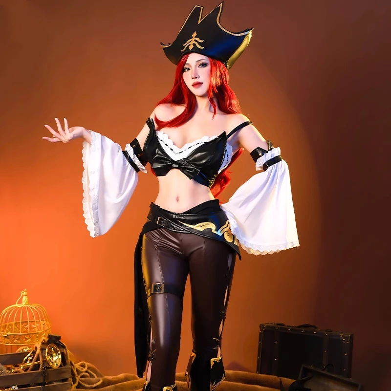 

Miss Fortune Косплей Игра LOL Аниме Женский Сексуальный Топ Брюки Костюм Охотник за головами Ролевая игра Одежда Костюм на Хэллоуин Предпродажа