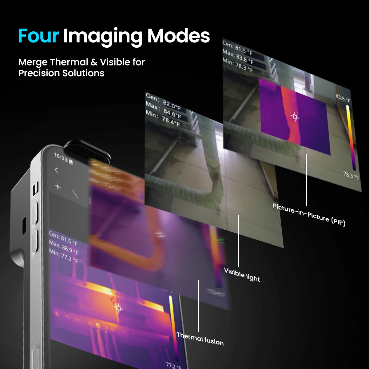 Handheld Wireless Thermal Camera Mileseey TP2 Plus Dual Infrared And Visible Light Camera Compact Design