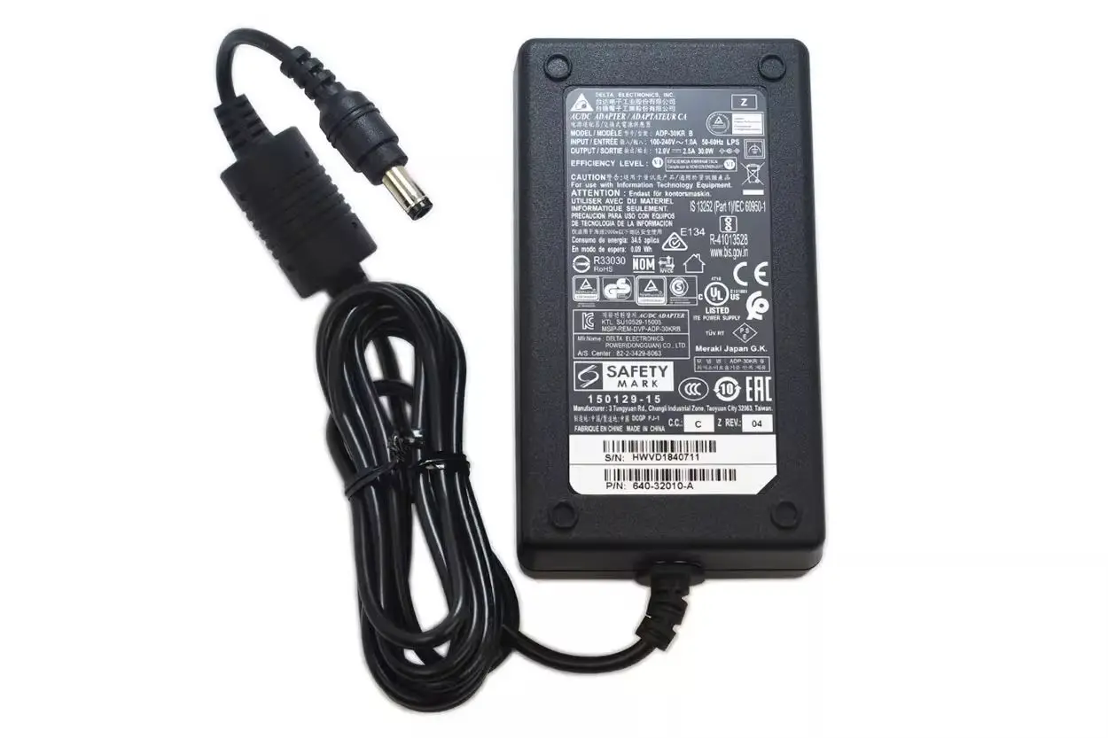 

Genuine Delta ADP-30KR B MA-PWR-30WAC A40-32010 12V 2.5A AC Adapter Charger for Cisco MX64 MX64W MX67 MX67W MX67C Power Supply
