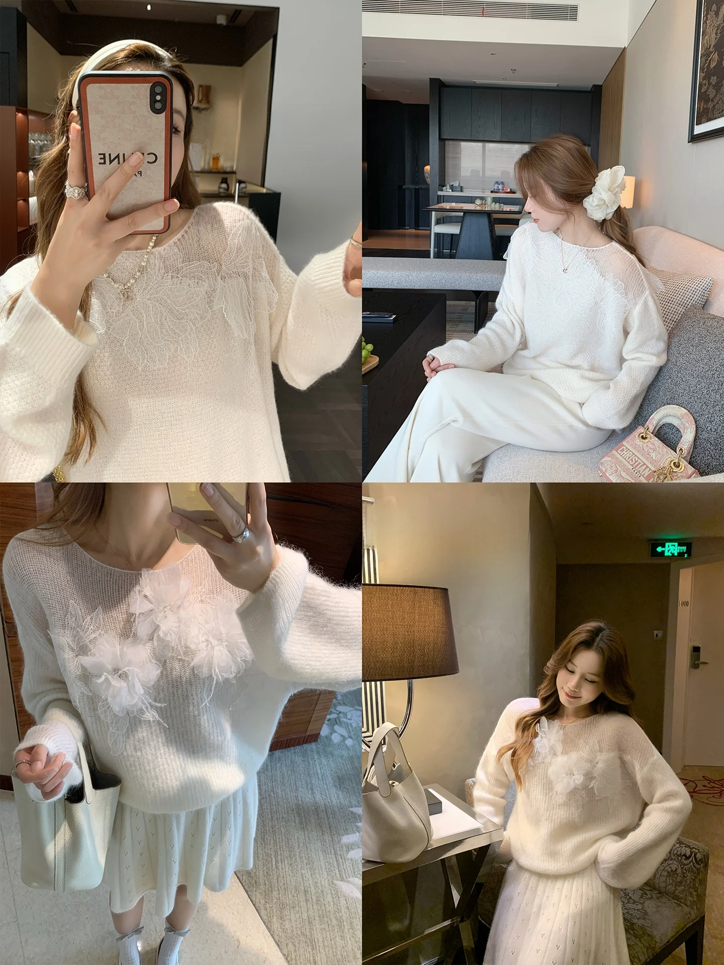 

Benxe Lazy Sle Soft Woolen Lace Sweater Women's Loose Fit Long Sve Knitted Sweater Comfortable Warm Daily Wear