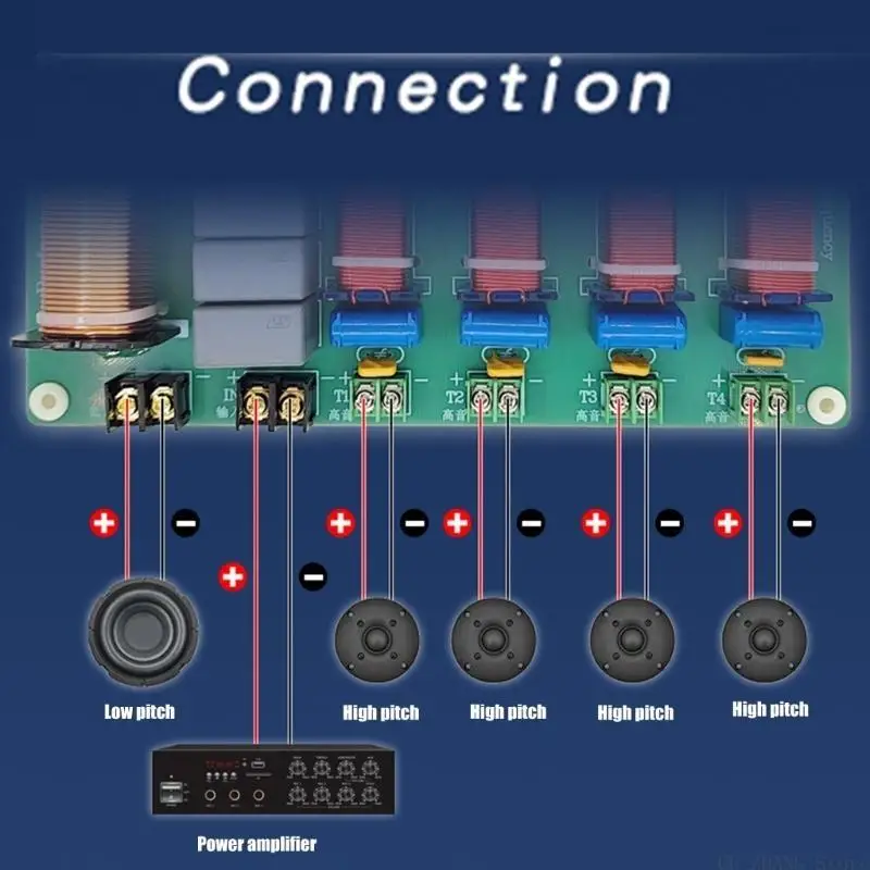 E56B 1000W 4 High 1 Low Subwoofer Crossovers Frequency Distributor Divider 5 Way Speakers Music Crossovers Filter