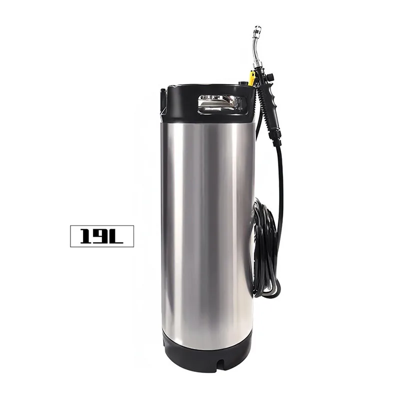 19L Car Cleaning Keg Stainless Steel Car Film Barrel With Sprayer Vehicle Cleaning Bucket High-Pressure Water Tank