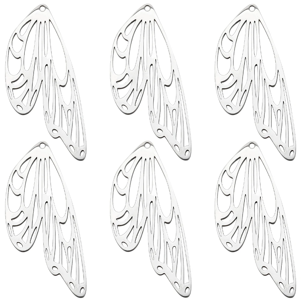 1 Box 10Pcs Butterfly Wings Charms Bulk Dragonfly Wing Charm Stainless Steel Vintage Hollow Wedding Flying Insect Charms