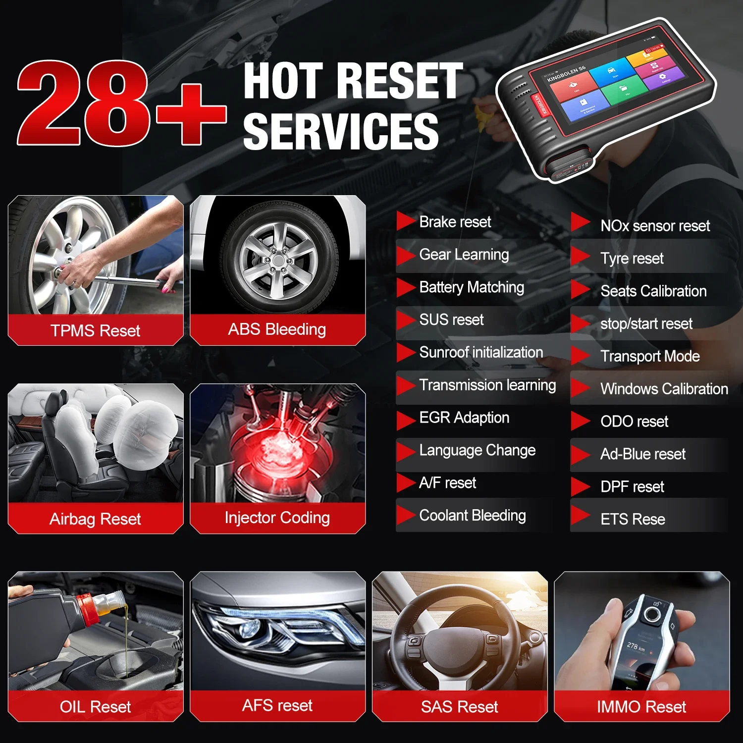 KINGBOLEN S6 Professional Full System OBD2 Scanner Car Code Reader with 1-Year Warranty