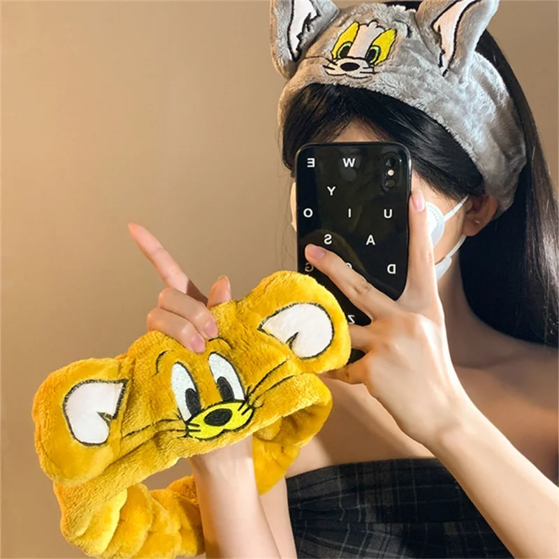 Classic Anime Tom and Jerry Headband Cartoon Makeup Hair Hoop Wash One 's Face Elastic Force Hair Accessories Girl Decoration