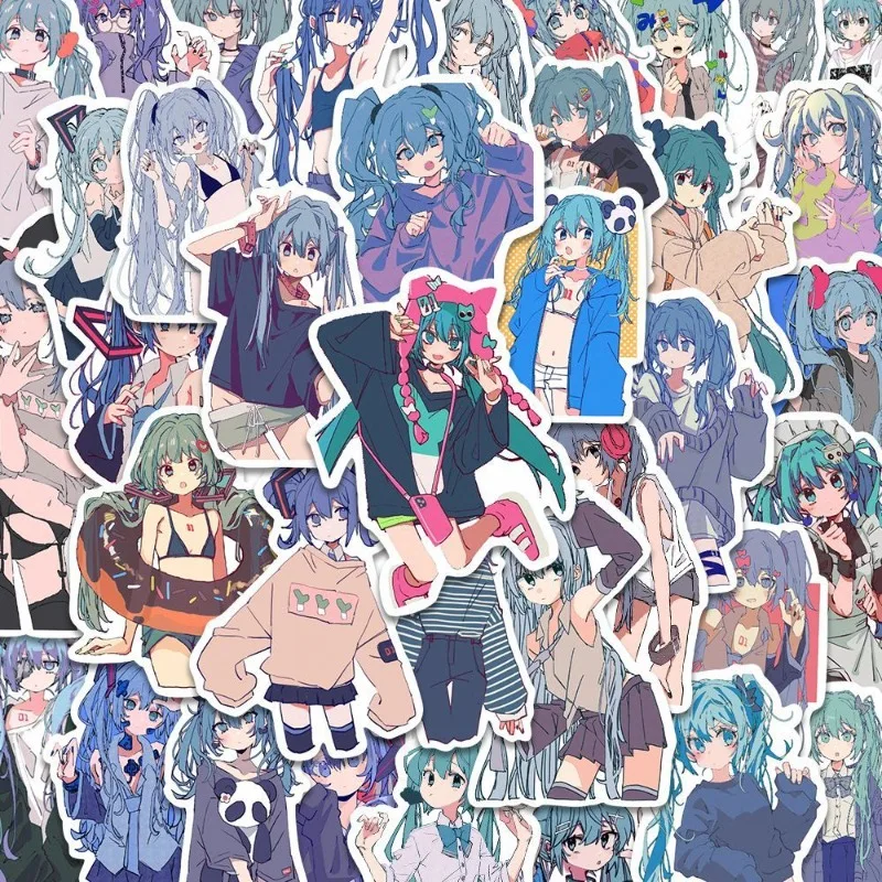 

Hatsune Miku Anime Illustrations Anime Pretty Girl Day High Horse Tail Soft Adorable Girl Diy Hand Account Sticker Friends Gift