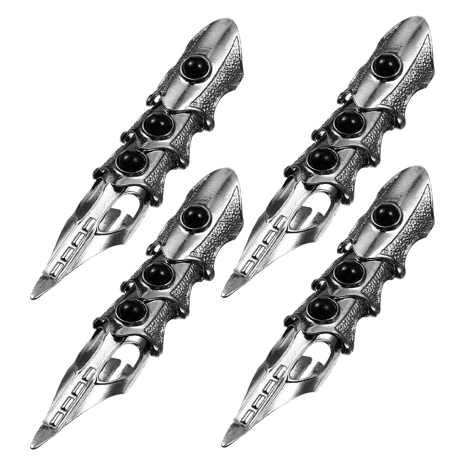 4 pçs anel de dedo longo vintage articulado gótico dedo completo conjunta anel halloween punk cosplay traje jóias para homens