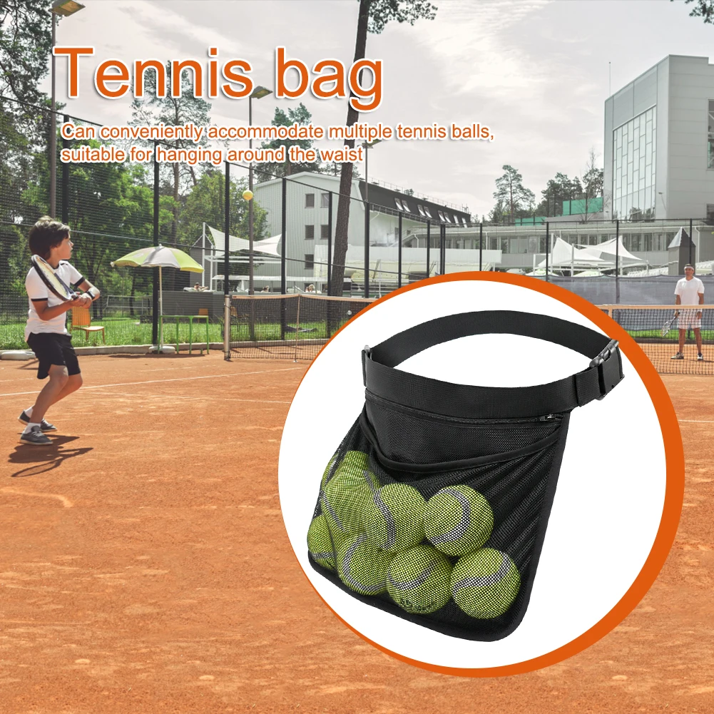 Mesh Storage Bag Adjustable Belt Waist Hip Ball Bag with Zipper Pocket Waist Pack for Pickleball Accessory for Women/Men/Teens