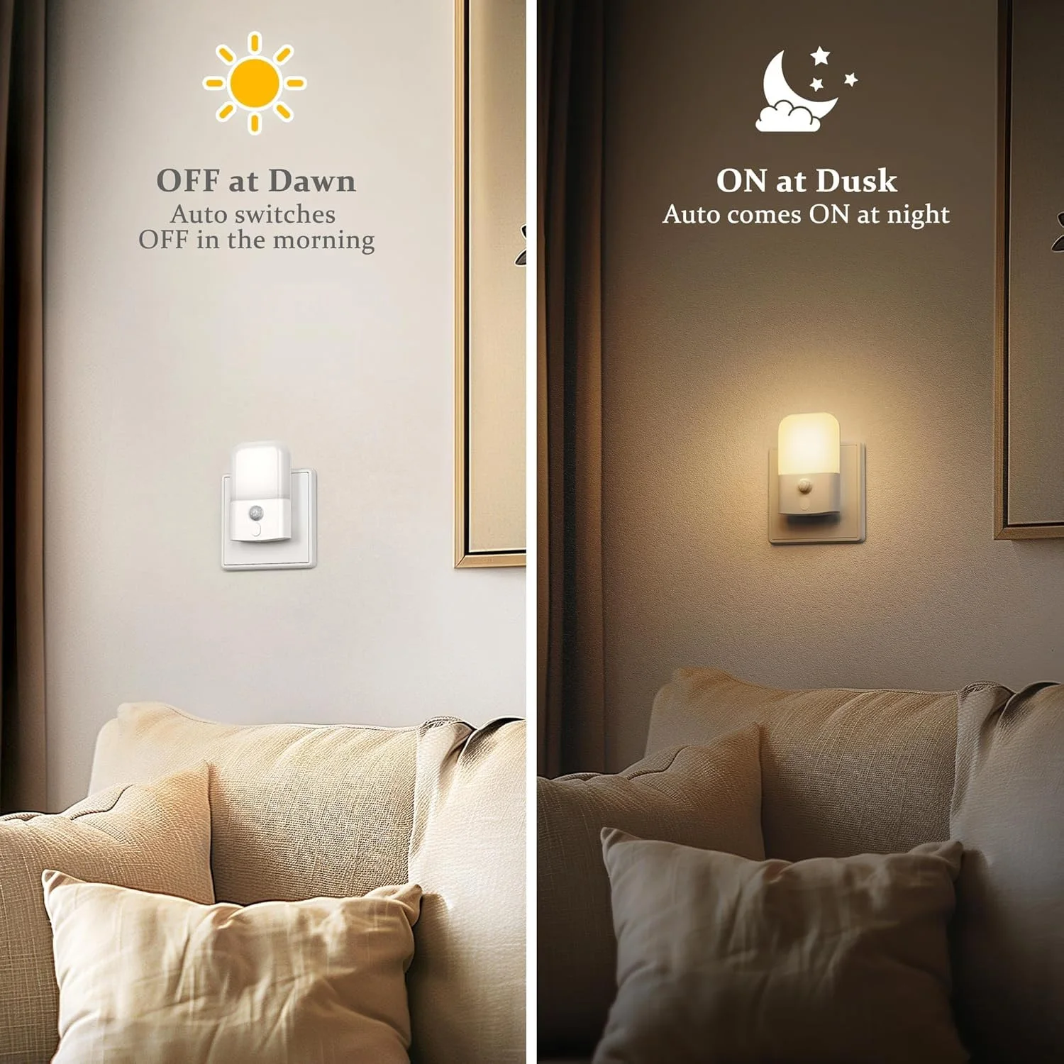 Luci notturne con presa LED a risparmio energetico con sensore di movimento, 5 modalità (automatico/on/off), 0,5 Watt, per la cameretta, la cameretta dei bambini