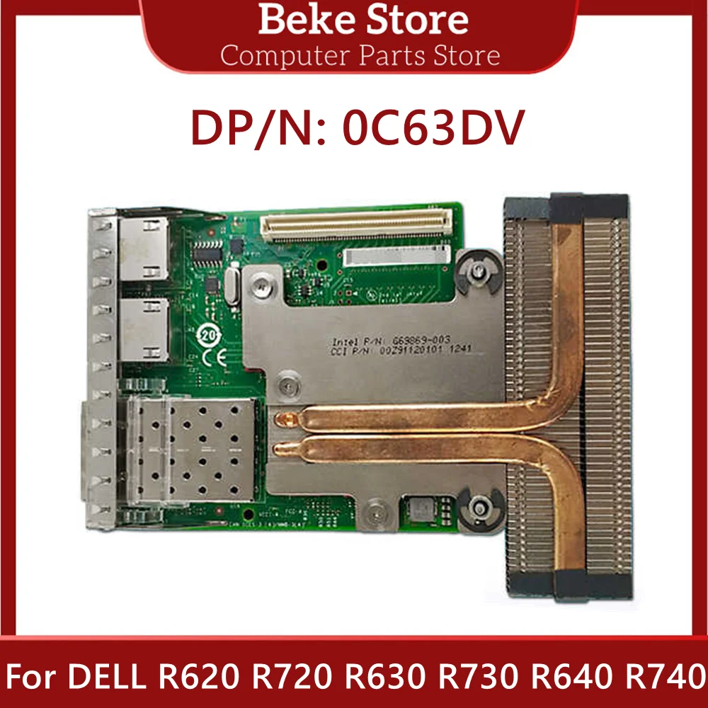 

Beke 0C63DV Optical Fiber 10 Gigabit Optical Port Network Card C63DV For DELL R620 R720 R630 R730 R640 R740 Server Ethernet Card
