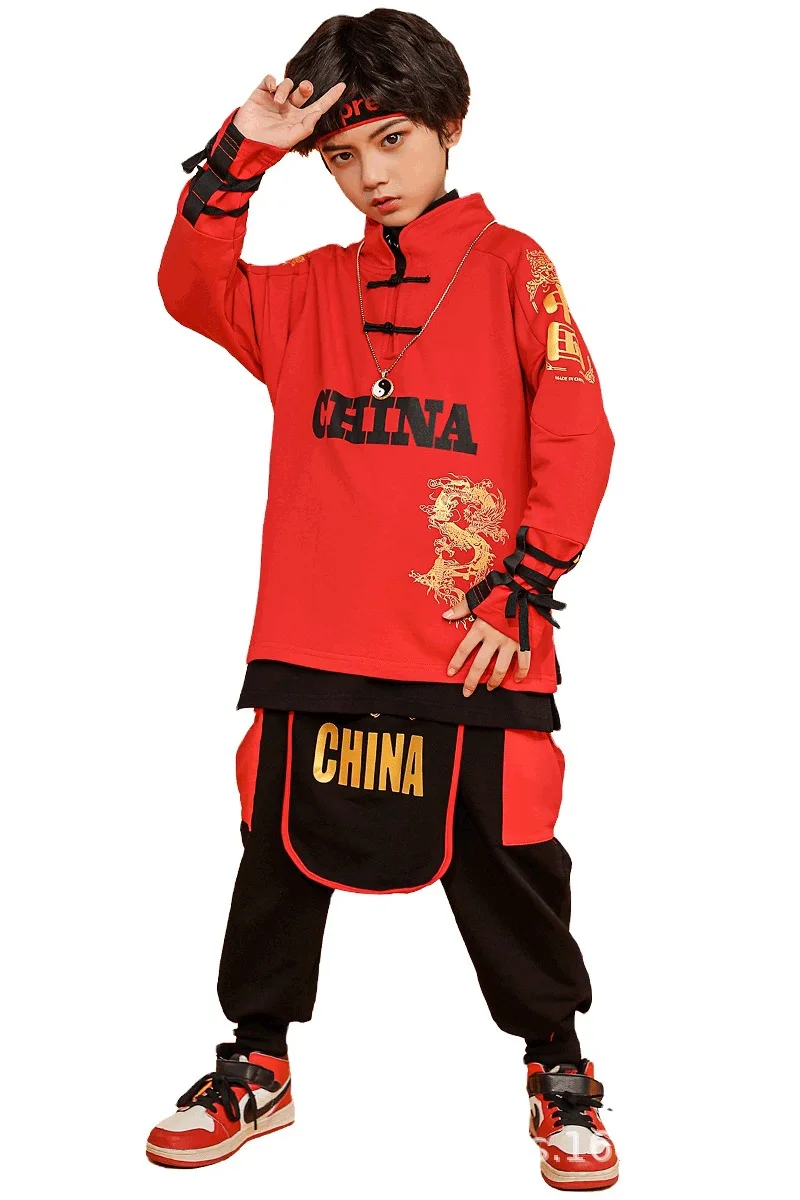 Children's Hiphop Clothing Hip Hop Clothes Girls' National Trend Loose Jazz Dance Children's Performance Clothes