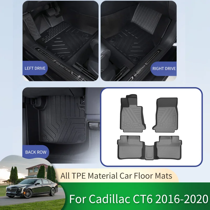 Автомобильные водонепроницаемые нескользящие коврики TPE, защитные коврики с полным объемным звуком, коврики для ног Cadillac CT6 PHEV 2016 ~ 2020 2017 2018