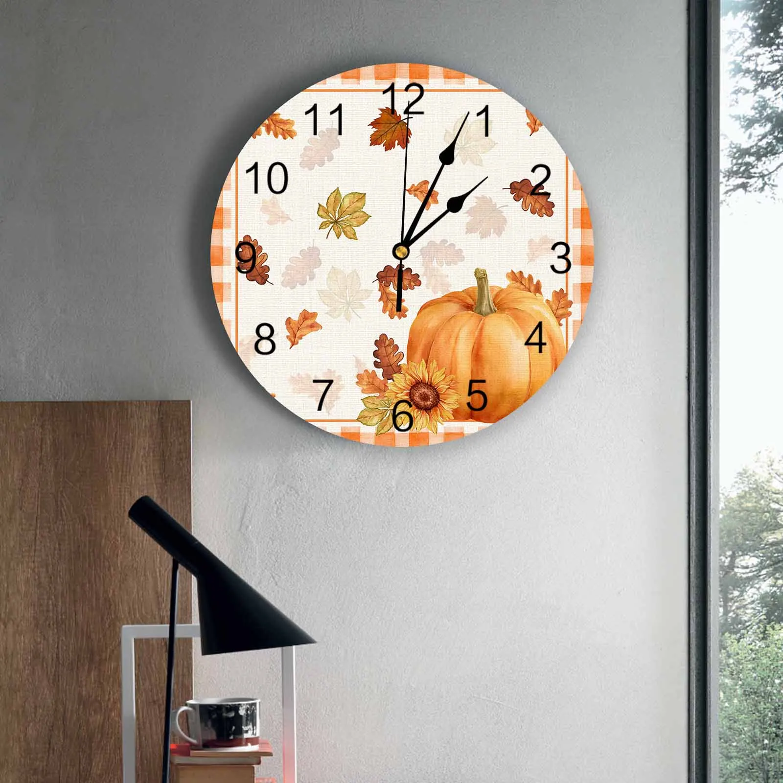 

Bedroom Wall Clocks Orange Trellis Pumpkin Oak Leaf Living Room Clocks Ornaments Baby Room Study Mute Wall Clocks