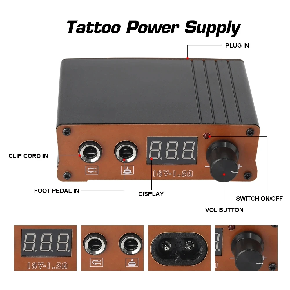 Tattoo Power Supply and Foot Pedal Set Digital Tattoo Machine Power LCD Display for Tattoo Machine Power Supply
