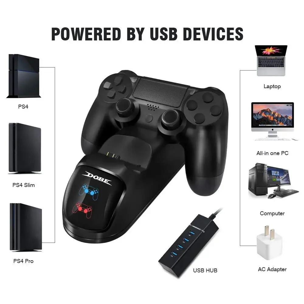 YOTEEN para cargador de controlador PS4 para Dualshock 4 estación de carga Dual con pantalla de visualización soporte para mando