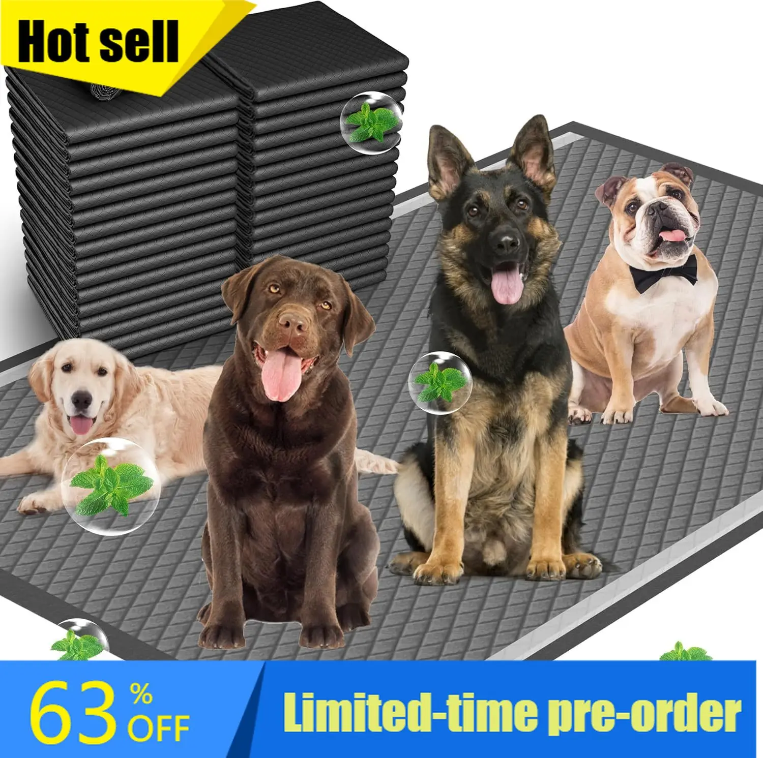 

Hot sales31"x47" Activated Charcoal Dog Pee Pads - 50 Count,Extra Large,Super Absorbent, Leakproof, Long-Lasting Odor Control, I