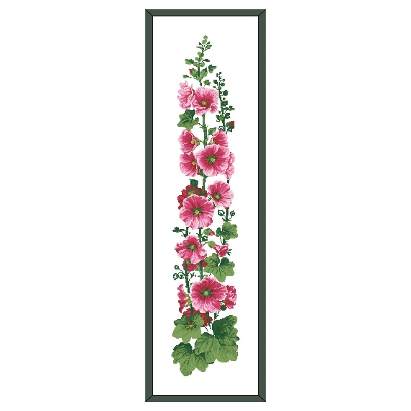 Hollyhock flower cross stitch kits 18ct 14ct 11ct unprint fabric cotton thread DIY embroidery kit home wall decoration