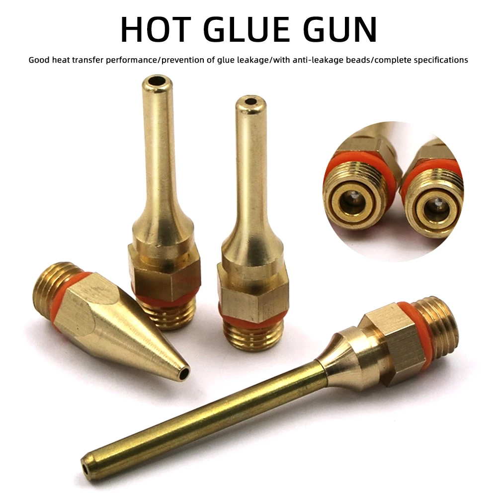 Bico de Pistola de Cola Quente de Cobre Puro 2.0×70 mm 3.0×50 mm 2.0×50 mm Longo Curto Pequeno Furo Grande Diâmetro Bocal de Pistola de Cola