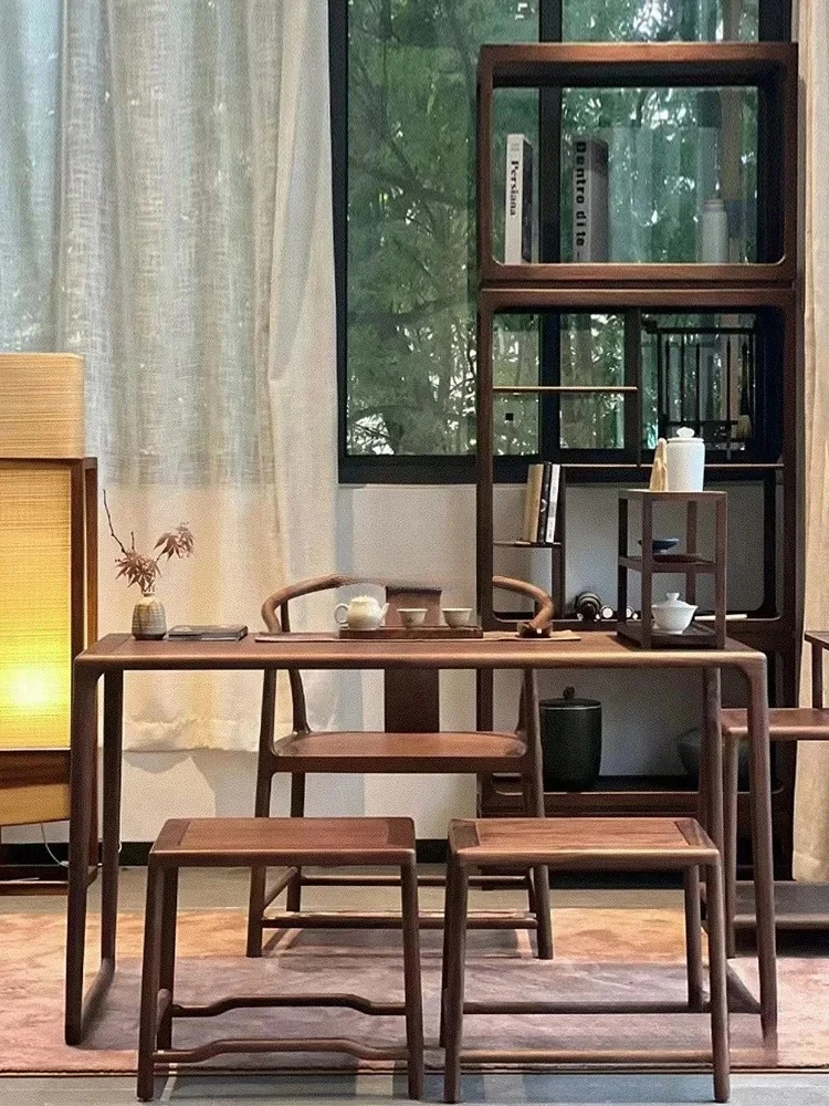 

Новый китайский чайный столик из черного ореха из цельного дерева, дерево можно настроить