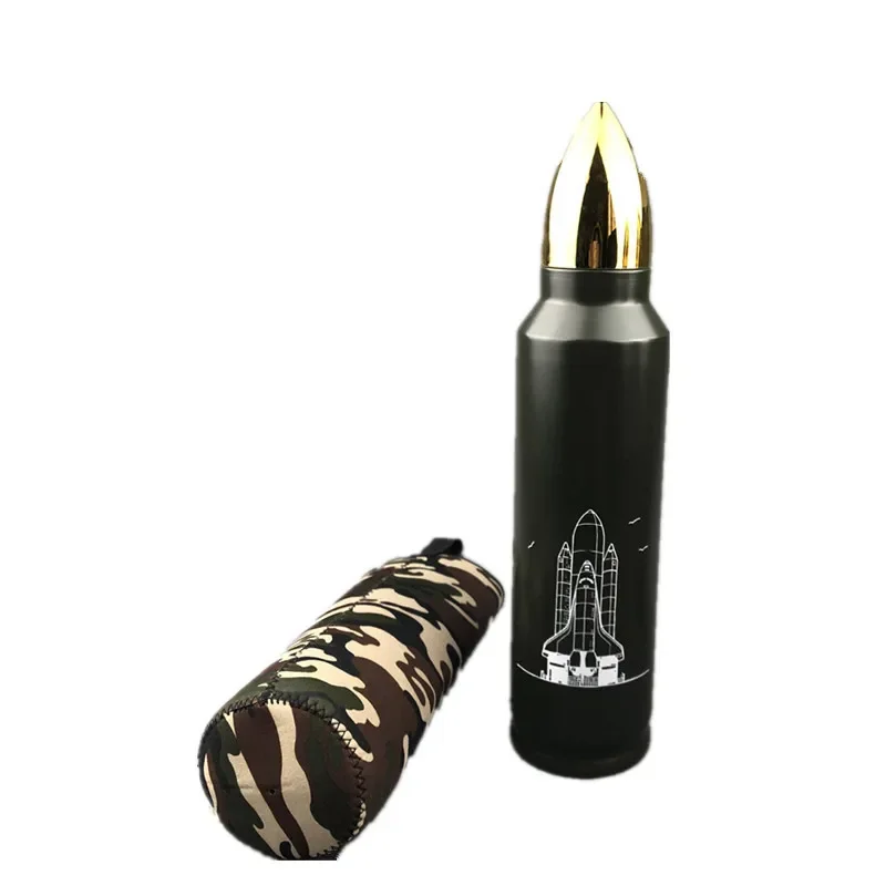 350/500/1000ml Bullet Thermos Bottle Coffee Mug With Insulator Sleeve for Iced Hot Drink Stainless Steel Water Cup Vacuum Flasks