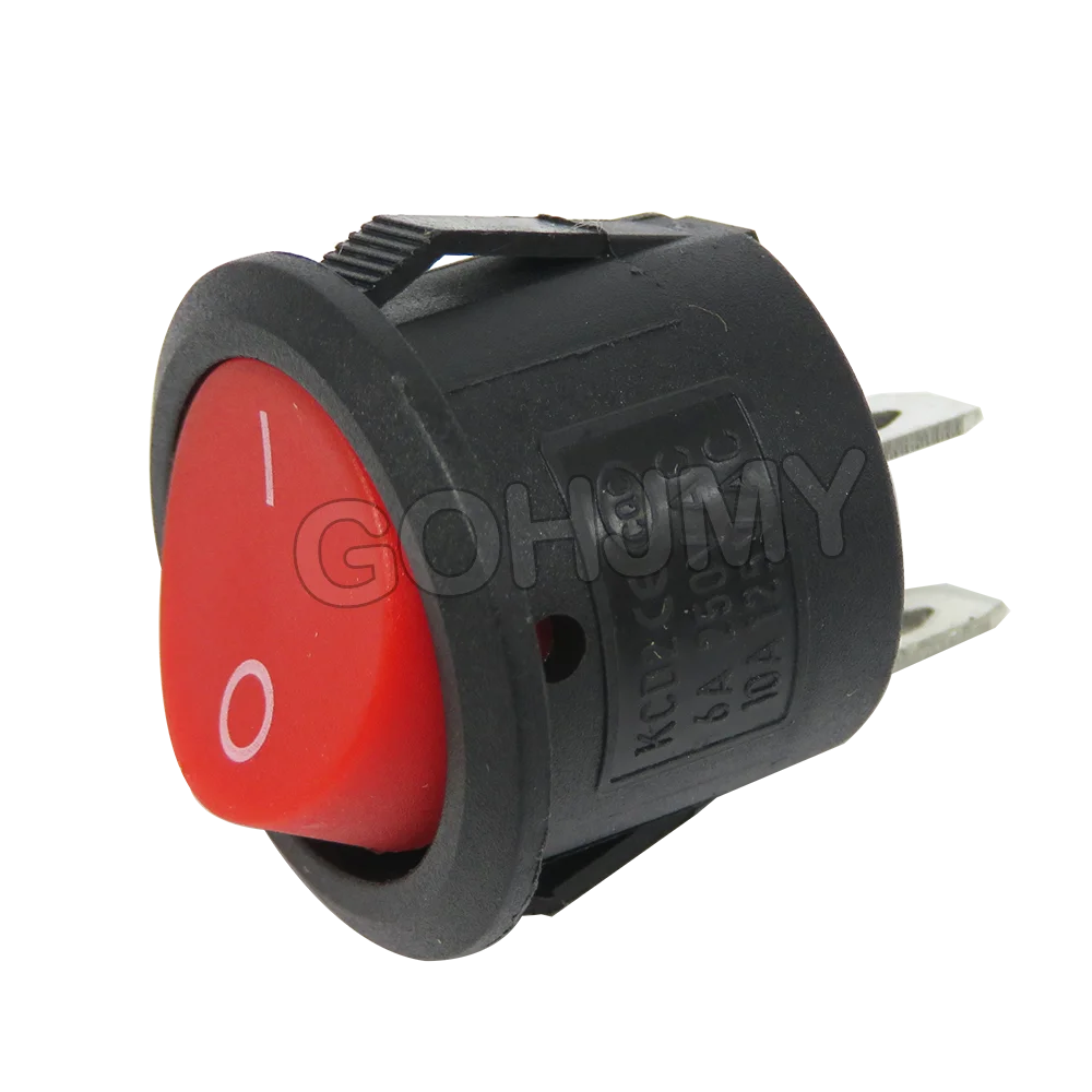 5PCS KCD1-105 Push Butt Switch 20MM SPST 2Pin 3pin 3A 250V KDC1 Snap-in Off Round Rocker Switch Preto Vermelho Branco