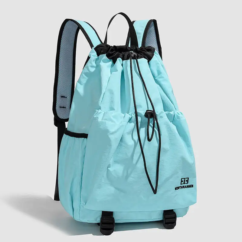 New Color Block Drawstring Backpack Waterproof Nylon Large Capacity Breathable Mesh Straps Adjustable for Daily Commute Travel