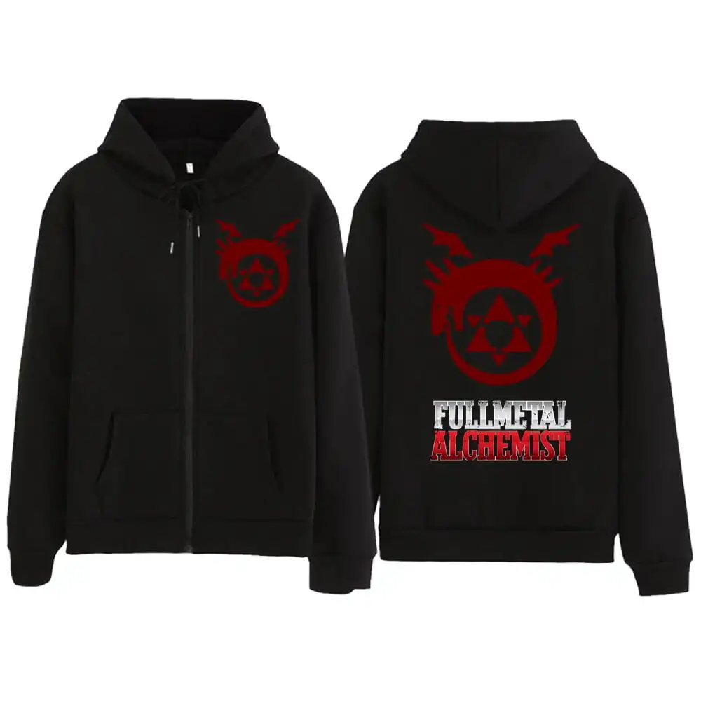 Fullmetal Alchemist Zipper Hoodie Sweatshirt Anime Women/Men Edward Elric Casual Pullovers