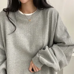 Autumn New Korean Women Oversized Sweatshirts Harajuku O-Neck Loose Hoodies Tops Winter Sweatshirt Pullovers Y2k Clothes