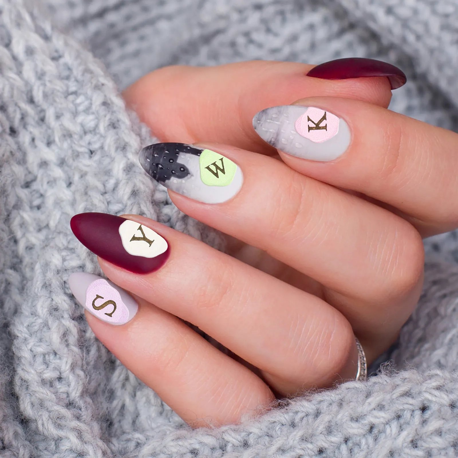 

1 лист наклеек для ногтей с буквами алфавита, дизайнерские наклейки для нейл-арта, украшения для женских ногтей, креативные аксессуары для маникюра своими руками